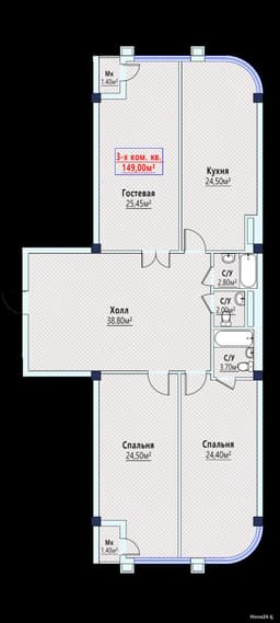 3-комнатная